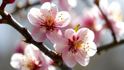 pink cherry blossom, blurred background