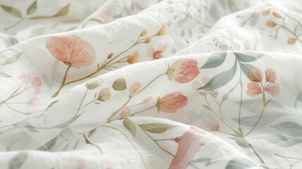 Bring a touch of the outdoors inside with this natureinspired textile featuring a delicate floral print in soft pastel hues.