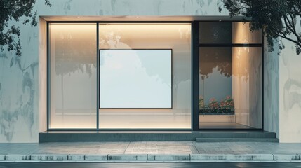 Blank mockup of a minimalistic storefront sign with clean lines and a sleek modern design.
