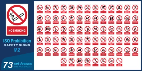 Fotobehang 73 set iso prohibition safety signs size a4/a3/a2/a1 © rizkikijol