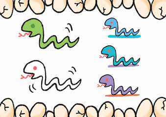 巳年の蛇手書き風年賀状イラスト
