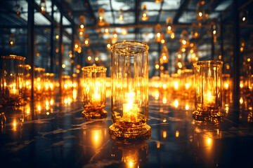 lanterns of burning candles in glass lampshades. home interior and equipment. decorative lighting...