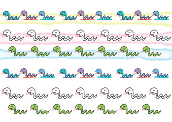 巳年の蛇手書き風年賀状イラストのライン