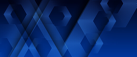 Blue and black dark vector 3D futuristic line abstract banner with glow line. For brochures, covers, posters, banners, websites, header