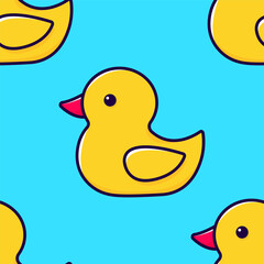 Seamless pattern yellow rubber duck. Vector illustration.