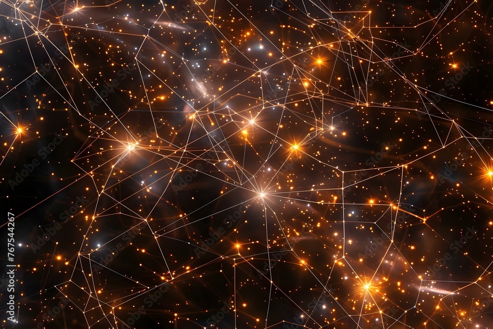 Poster a network of stars connected by shining pathways symbolizing interconnected nodes within agis digita