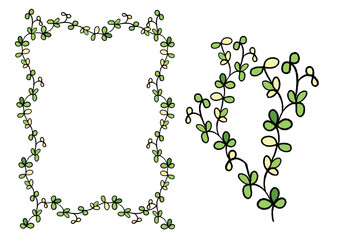 手書き風かわいい植物のゆるいイラスト飾り枠