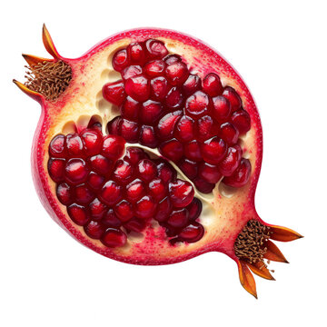 Pomegranate half isolated on transparent background With clipping path. cut out. 3d render