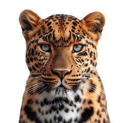 close up portrait of a leopard isolated
