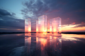 geometric shapes in nature at sunset. the concept of going through a portal to another world. new...