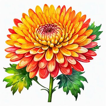 Watercolor chrysanthemum clipart with bold and vibrant blooms