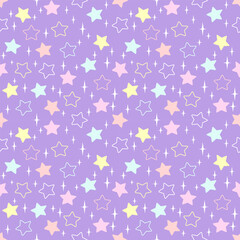 Seamless pattern with hand drawn stars. Background for textile, wrapping paper, fashion, illustration.