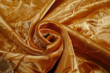 A gold fabric with a shiny texture. - obrazy, fototapety, plakaty
