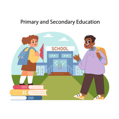 Foundational education concept. Flat vector illustration
