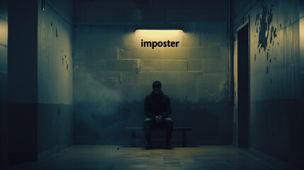 Obraz premium Facing the Imposter Within: Silhouette of Self-Reflection