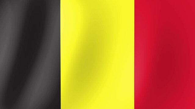 Animation of Belgium flag waving in the wind. Background with flag of Belgium for Belgium independence day. Video for graphic editing, 4k animation