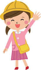 ポップな幼稚園児　女の子　笑顔でハーイ！