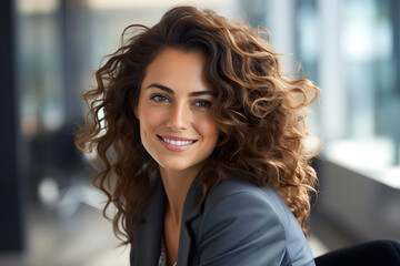 Fototapeta premium portrait of a beautiful young business woman in an office room. success in business and study