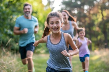 Obraz premium Family running in park