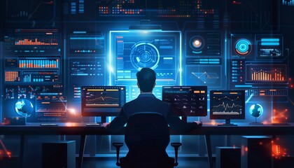 Continuous Network Monitoring and Surveillance, continuous network monitoring and surveillance with an image showing security analysts monitoring network traffic, AI