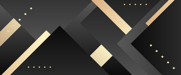 Black and gold vector abstract geometrical shape modern banner. For website, banners, brochure, posters, flyer, card, and cover