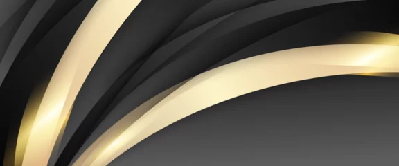 Fototapeten Black and gold minimal geometric shape abstract banner. For business banner, formal backdrop, prestigious voucher, luxe invite, wallpaper and background © Badr Warrior