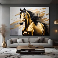 horse paint on living room and sofa