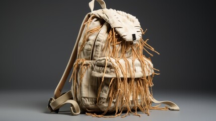 A backpack with frayed zippers