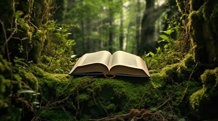 Literary forest enchantment setting up book photoshoots in lush forests blending the magic of nature with the enchantment of books