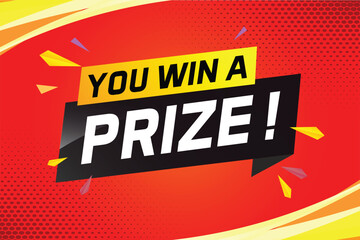 Naklejka premium you win prize word concept vector illustration with 3d style for use landing page, template, ui, web, mobile app, poster, banner, flyer, background, gift card, coupon, wallpaper