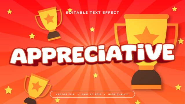 Red orange and white appreciative 3d editable text effect - font style