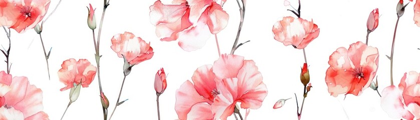 Carnations in watercolor seamless pattern