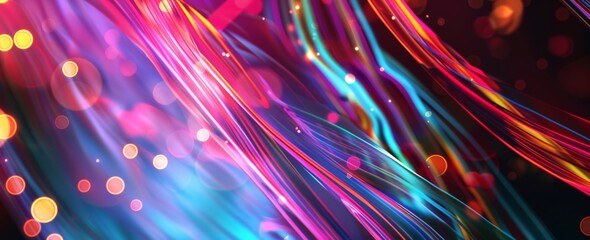 This abstract wave of rainbow colors offers a mesmerizing background that captures the essence of creativity and joy. - obrazy, fototapety, plakaty