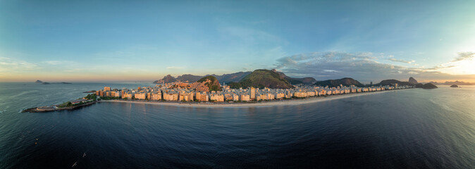 Aerial panorama of Copacabana Beach and skyline of Rio de Janeiro, Brazil