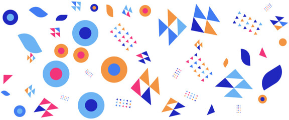 Colorful vector modern abstract banners with geometric memphis flat design. For background, poster, flyer, banner, invitation, cover for book, catalog, report