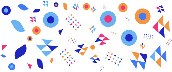 Obraz premium Colorful vector abstract memphis style simple minimalist banners. For web design, business presentation, website header, invitation background