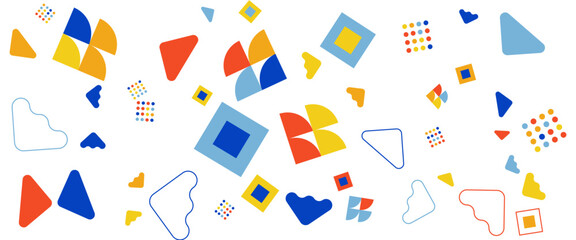 Colorful modern abstract memphis geometric vector banner. For background, poster, flyer, banner, invitation, cover for book, catalog, report