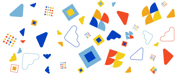 Colorful vector abstract banners with memphis geometric shapes. For banner, background, cover, poster, wallpaper, presentation background, certificate