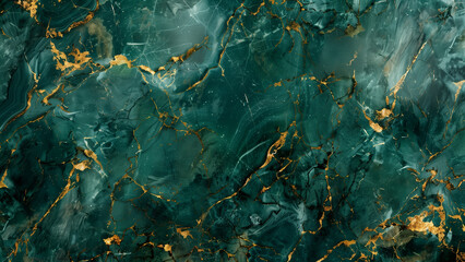 Emerald Elegance: Gold Marble Texture - obrazy, fototapety, plakaty