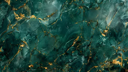 Fotobehang Emerald Elegance: Gold Marble Texture © 대연 김