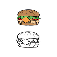 cheeseburger design drawing vector illustration