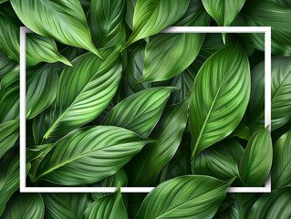 green leaves frame, green leaves background