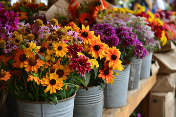 Fototapeta na wymiar flowers in pots on the street