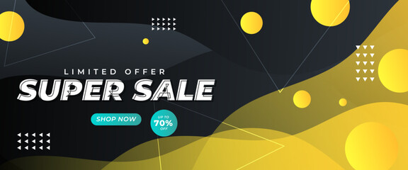 Green black and yellow modern shopping day super sale banner template. Vector illustration. For sale background, poster, flyer, catalog
