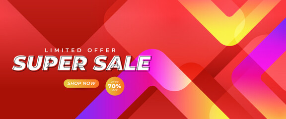 Red yellow and purple violet shopping day flash sale banner template design. Vector illustration. For sale background, poster, flyer, catalog