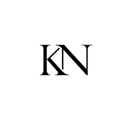 Initial Letter Logo. Logotype design. Simple Luxury Black Flat Vector KN