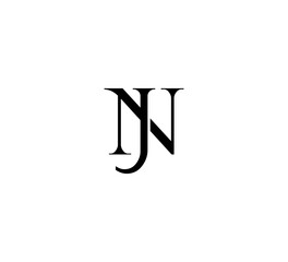 Initial Letter Logo. Logotype design. Simple Luxury Black Flat Vector JN NJ