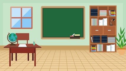 Green and Brown Classroom Zoom Virtual Background - 1