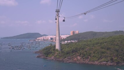 Cable Car, Phu Quoc island, Vietnam - the longest cable in the world - Powered by Adobe
