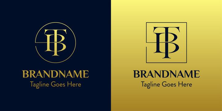 Letters BT In Circle and Square Logo Set, for business with BT or TB initials